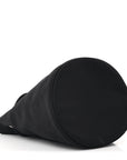 Recycled Sport Nylon Logo Embroidered Wheel Drawstring Bucket Bag Black White