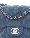 Denim CC Quilted Mini Square Flap Blue