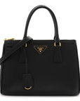 Saffiano Small Galleria Double Zip Tote Black