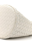 Calfskin Intrecciato Small Castello Bucket Bag White