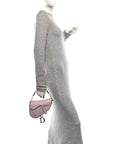 Grained Calfskin Mini Saddle Bag Light Pink