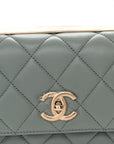Lambskin Quilted Small Trendy CC Flap Dual Handle Bag Light Grey