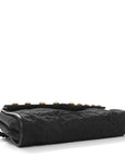Fabric Quilted Crystal Envelope Small Flap Black