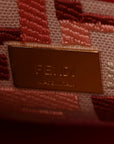 Vitello Seta Canvas FF Embroidered Peekaboo Iconic Satchel Rosso Cardinale Multicolor