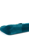 Velvet Matelasse Small GG Marmont Shoulder Bag Pavone Cyan