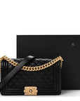 Lambskin Quilted Medium Boy Flap Black
