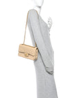 Lambskin Quilted Small Double Flap Beige