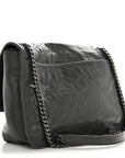 Crinkled Calfskin Matelasse Monogram Medium Niki Chain Satchel Storm