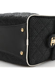 Braided Raffia Calfskin Small CHNL 25 Handbag Black White