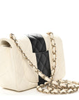 Lambskin Quilted Mini Rectangular Flap White Black