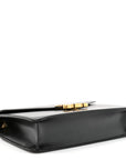 Shiny Calfskin Triomphe Margo Wallet on Chain Black
