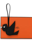 Epsom Chevre Mysore Swift Alligator Lizard Birdy Bag Charm Black