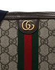 GG Supreme Monogram Textured Dollar Calfskin Web Ophidia Wristlet Shoulder Bag Beige Ebony New Acero