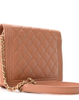 Calfskin Quilted Boy Square Wallet on Chain WOC Brown