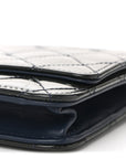 Patent Quilted Wallet On Chain WOC Navy Blue
