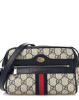 GG Supreme Monogram Textured Dollar Calfskin Web Mini Ophidia Shoulder Bag Beige Blue