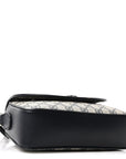 GG Supreme Monogram Textured Dollar Calfskin Web Studded Mini Ophidia Flap Shoulder Bag Beige Blue