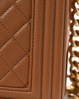 Lambskin Quilted New Medium Boy Flap Dark Beige