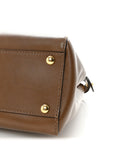 Vitello Morgan Fabric Jacquard Pequin Medium Peekaboo Iconic Satchel Foresta Tobacco Black