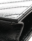 Grain De Poudre Matelasse Chevron Monogram Envelope Chain Wallet Black