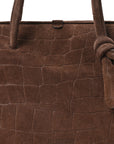 Suede Crocodile Embossed Le Turismo Dark Brown