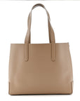 Calfskin TB Motif Embossed Medium Tote Camel