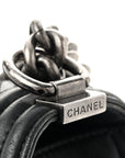 Calfskin Quilted Large Boy Flap Black