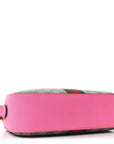 GG Supreme Monogram Textured Dollar Calfskin Web Ophidia Small Crossbody Bag Beige Ebony Fuchsia