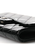 Patent Quilted Wallet On Removable Chain WOC Black