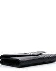 Grain De Poudre Matelasse Chevron Monogram Envelope Clutch Black
