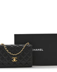Shiny Lambskin Quilted Dynasty Wallet On Chain WOC Black