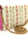 Calfskin Floral Print Mini Dionysus Chain Wallet Ivory Pink
