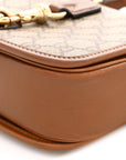 GG Supreme Monogram Textured Calfskin Emblem Mini Shoulder Bag Beige Dark Brown