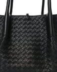 Calfskin Intrecciato Large Pinacoteca Reversible Tote Black