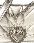 Metallic Calfskin Small Devotion Crossbody Bag Silver