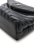 Calfskin Y Quilted Monogram Small Loulou Chain Satchel Black