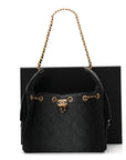Washed Denim Quilted Small CHNL 25 Handbag Black