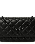 Pearly Lambskin Quilted Wallet On Chain WOC So Black