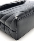 Calfskin Y Quilted Monogram Small Loulou Chain Satchel Black