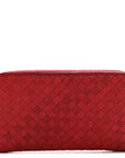 Nappa Intrecciato Zip Around Wallet Red