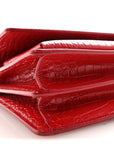 Calfskin Crocodile Embossed Medium Monogram Sunset Rouge Eros