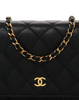 Caviar Quilted Wallet on Chain WOC Black