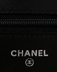 Lambskin Camellia Embossed Wallet On Chain WOC Black