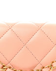 Lambskin Quilted CC Pearl Crush Wallet on Chain WOC Light Orange