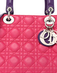 Lambskin Cannage Medium Tri-Color Lady D1OR Pink