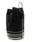 Striped Canvas Deauville Drawstring Backpack Black