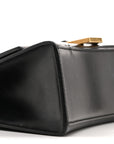 Shiny Box Calfskin Hourglass Top Handle Bag XS Black