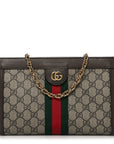 GG Supreme Monogram Web Small Ophidia Chain Shoulder Bag Brown