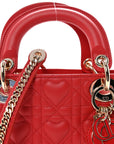 Calfskin Cannage D1ORamour Mini Lady D1OR Bag Bright Red
