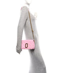 Grained Calfskin Quilted Double Stitched Small The Status Shoulder Bag Pink